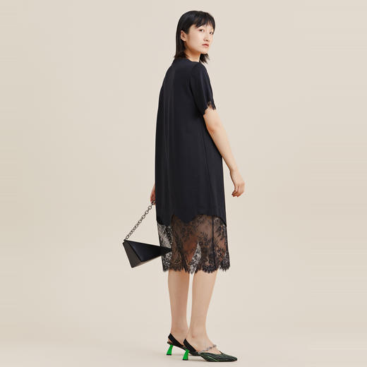 MIIDII/谜底连衣裙21夏新品复古浪漫拼接蕾丝H型T恤裙212ML0731 商品图3
