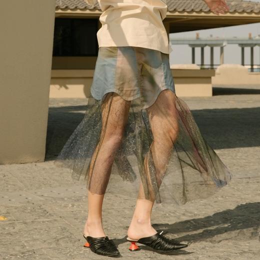 谜底半身裙2021秋季新款复古浪漫高腰拼接蕾丝裙213MB1780 商品图1