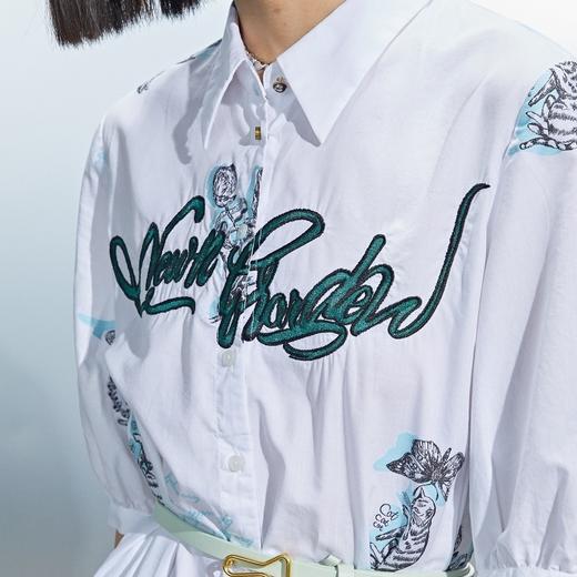 MIIDII/谜底21夏新品天丝棉花卉字母印花H型翻领连衣裙212ML0890 商品图3