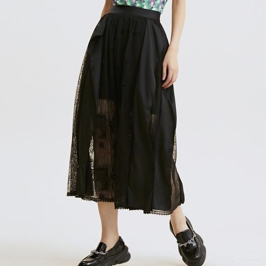 谜底半身裙2021夏季新款复古立体绣花长雪纺裙蕾丝礼裙213MB1842 商品图1