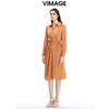 VIMAGE纬漫纪夏季新款系带束腰优雅纯色显瘦连衣裙V1607246 商品缩略图1