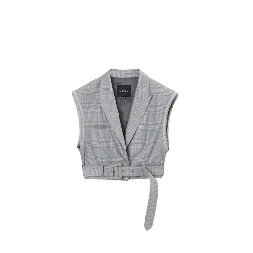 MIIDII/谜底21夏新品个性帅西装领修身短款马甲外套女212MM0776 商品图4