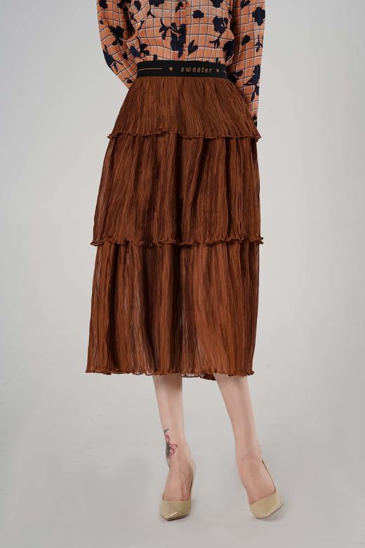 臣禾 松紧高腰压褶半身裙9213034276 商品图4