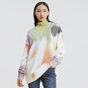 谜底2021秋季新款慵懒OversizeV领套头针织衫女213MZ2003