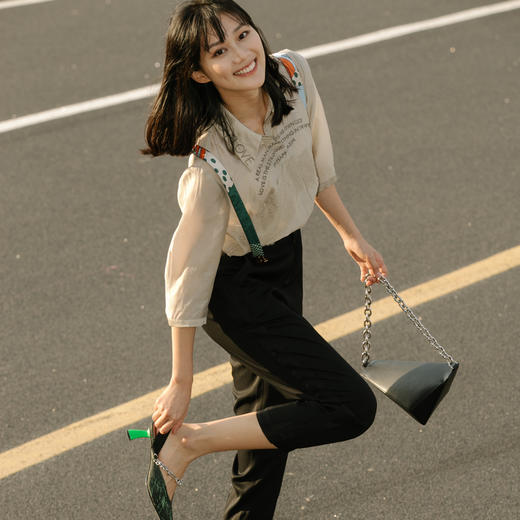 MIIDII/谜底21夏新品复古个性可拆卸背带休闲裤女212MK0747 商品图1