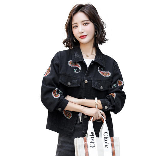 HRFS-WX3629新款韩版时尚气质宽松百搭短款牛仔外套 商品图4