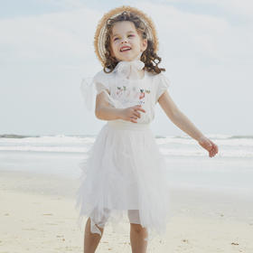 谜底童装20夏新款两件套装女童纯棉连衣裙女孩蕾丝裙子202KL0719