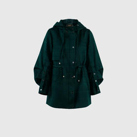 戴帽袖打折款式外套