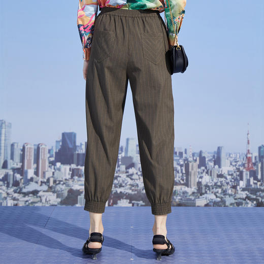 MIIDII/谜底新品复古格纹休闲九分裤束脚萝卜裤女211MK0020 商品图2