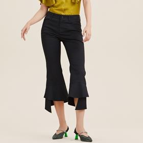 MIIDII/谜底21夏新品个性舒适荷叶边紧身喇叭裤女212MK0798