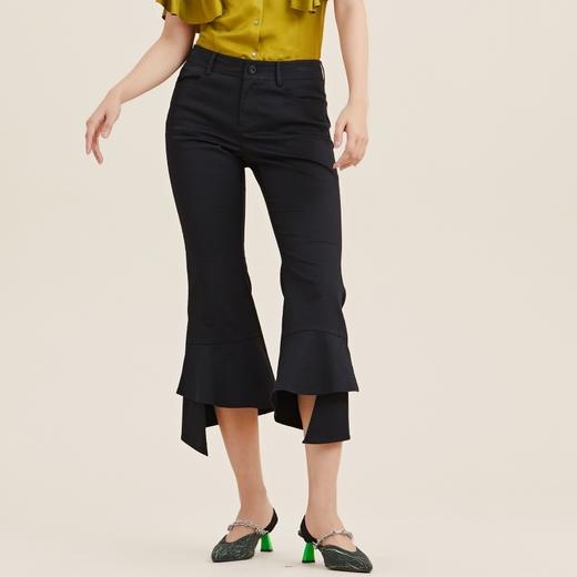 MIIDII/谜底21夏新品个性舒适荷叶边紧身喇叭裤女212MK0798 商品图0