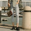谜底浅色牛仔裤2021夏季新款显瘦小脚铅笔女士棉质裤子213MK1657 商品缩略图3
