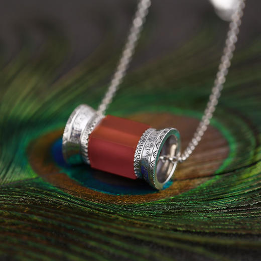 醍醐 金刚VAJRA系列 六字真言红玛瑙吉祥轮项链 商品图0