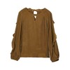 谜底2021秋季新款甜美优雅荷叶袖宽松长袖铜氨丝上衣女213MS1661 商品缩略图4