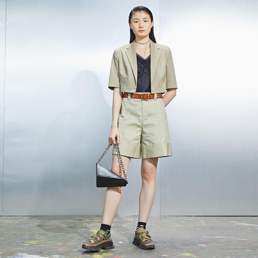 MIIDII/谜底西装短外套女21夏新品复古摩登细条纹帅气212MW0728 商品图3