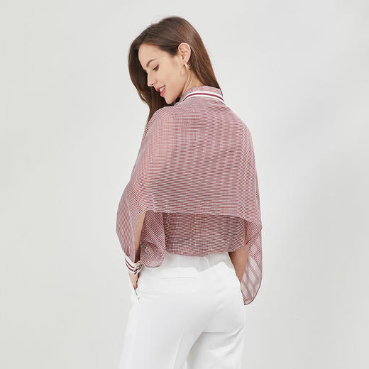 QE23A斯尔丽斯尔丽瑟俪2021年夏季披肩式撞色飘带小波点女士衬衫 商品图1