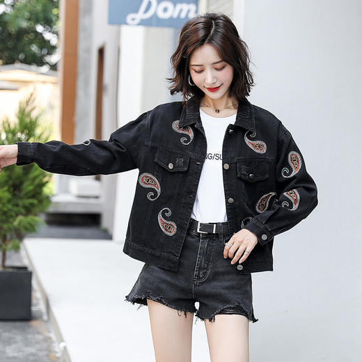 HRFS-WX3629新款韩版时尚气质宽松百搭短款牛仔外套 商品图3