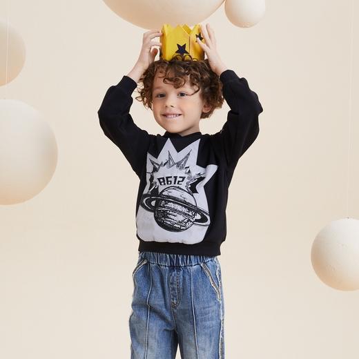 谜底童装21秋新款H型中款T恤时尚炫酷绣花连帽T恤213KT2201 商品图3