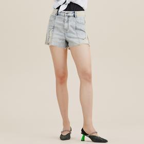 MIIDII/谜底牛仔短裤女21夏新品个性洗水破洞休闲运动212MK0716