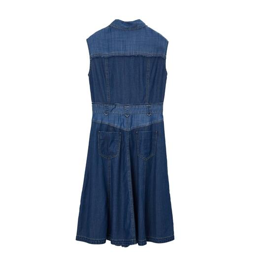 MIIDII/谜底21夏新品复古假日拼接收腰无袖牛仔连衣裙212ML0756 商品图4