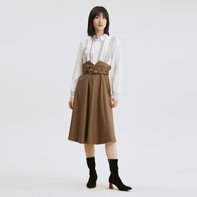 谜底2021秋季新款复古浪漫假两件收腰灯笼袖连衣裙213ML1806