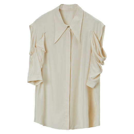 MIIDII/谜底镂空袖衬衫女21夏新品尖领衬衣H型质感上衣212MC0855 商品图4