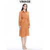 VIMAGE纬漫纪夏季新款系带束腰优雅纯色显瘦连衣裙V1607246 商品缩略图2
