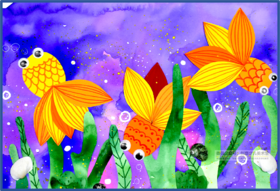 3-6岁创意拼贴《“水中芭蕾”小金鱼》【自动发货：下单后，点击手机短信中收到的链接，即可获取文件下载的链接；如有任何问题，可添加客服微信hm33268获得帮助】
