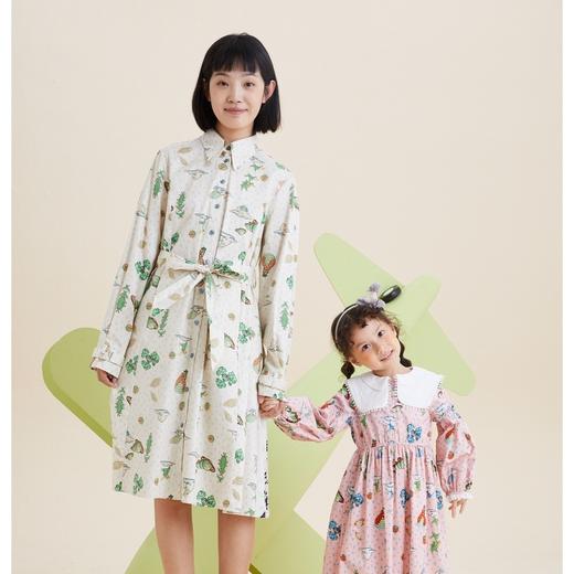 谜底童装21秋新款A型中长款连衣裙纯棉复古灯笼袖连衣裙213KL2279 商品图3