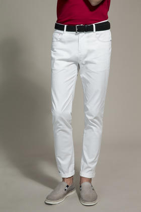 callisto白色棉混纺休闲裤  SOCPW029WH