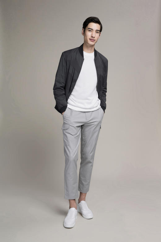 callisto灰色棉混纺休闲裤  SOCPW021GY 商品图2