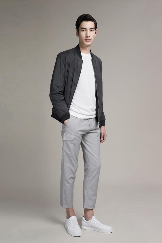 callisto灰色棉混纺休闲裤  SOCPW021GY 商品图1