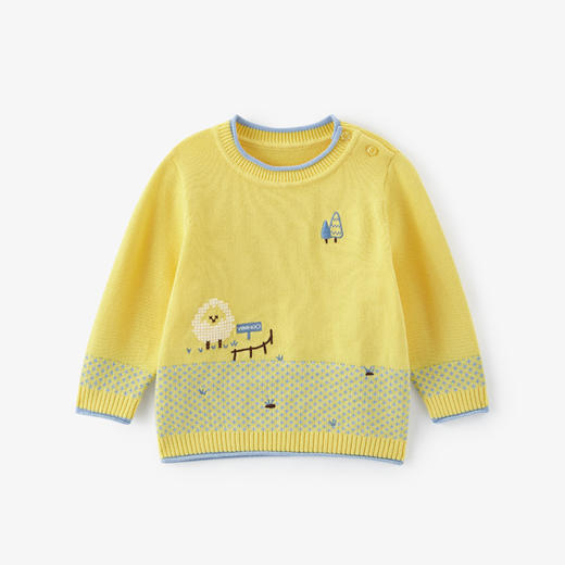 英氏-童衣类（秋）E1英毛圆领套头毛衫阳光黄110c 商品图1