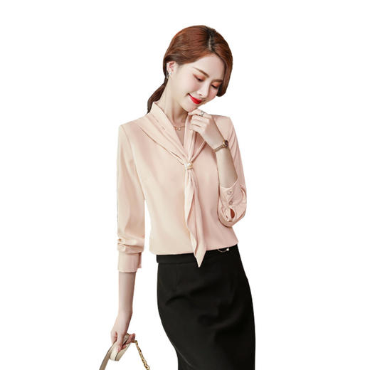 XZ-XZ-YQ6103红色衬衫女秋修身女士长袖雪纺衫秋季正装上衣职业装白衬衣工作服 商品图4