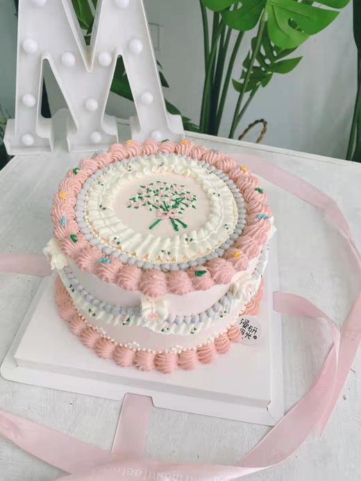 【生日蛋糕】复古风小花手绘款 商品图0