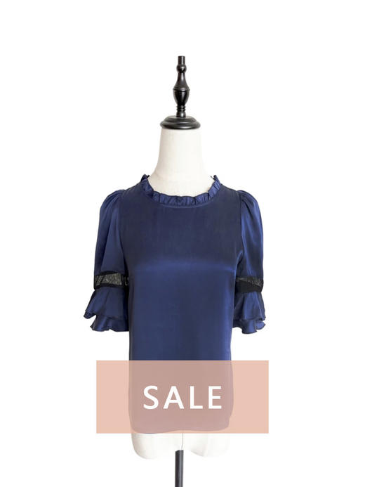 TYNVIE 拼接蕾丝荷叶边短袖上衣 商品图0