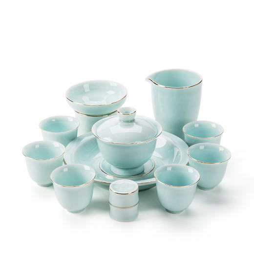 【彼岸花开盖碗套组】【粉青金线】陶瓷茶礼 功夫茶具套装手绘青瓷描金 商品图5