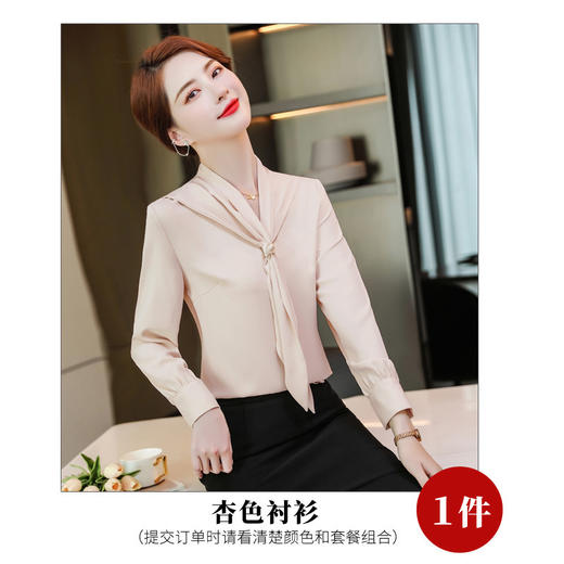 XZ-XZ-YQ6103红色衬衫女秋修身女士长袖雪纺衫秋季正装上衣职业装白衬衣工作服 商品图6