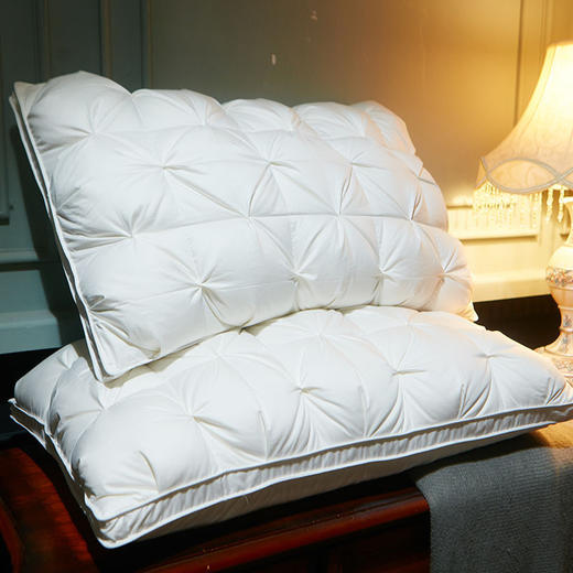 扭花工艺羽丝绒枕头枕芯 五星级酒店羽丝绒护颈枕枕头芯（48cm*74cm） 商品图0
