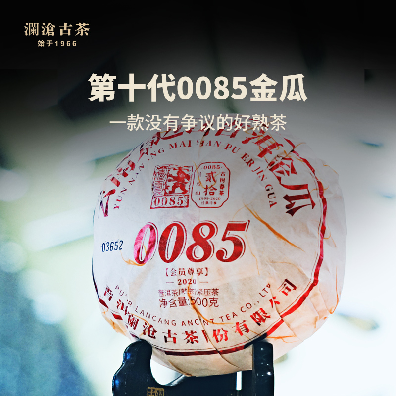 澜沧古茶2019年第十代景迈0085金瓜景迈古树普洱熟茶500g/个
