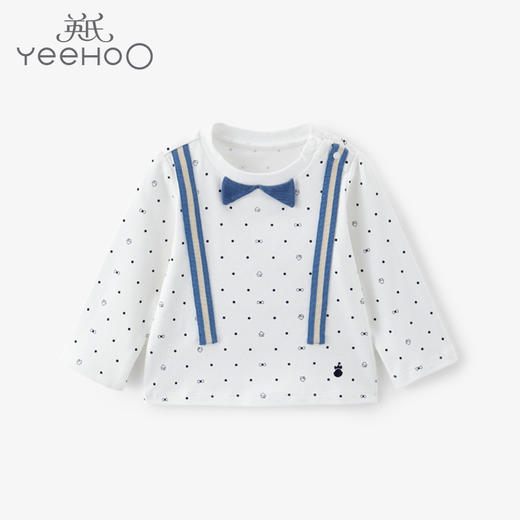 英氏-童衣类（秋）E1英针圆领长套衣英氏白110CM 商品图0