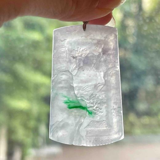 〔如仙之境〕冰种春带彩山水牌 商品图4