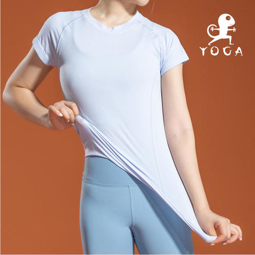 【七十二小时发货】壁虎瑜伽【2108SY065】圆领透气瑜伽短袖（无胸垫） 商品图4