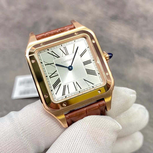 F1新款2020卡di亚 杜蒙山度士加大号薄款手表，长度46.6×宽度33.9mm，厚度8.5mm，男士腕表，意大利纯手工牛皮，机芯密底 商品图2