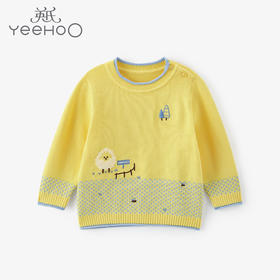 英氏-童衣类（秋）E1英毛圆领套头毛衫阳光黄110c