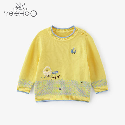 英氏-童衣类（秋）E1英毛圆领套头毛衫阳光黄110c 商品图0