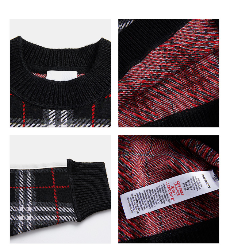 burberry/巴宝莉裙子女童廓形中长款格纹针织长袖连衣裙 8017881