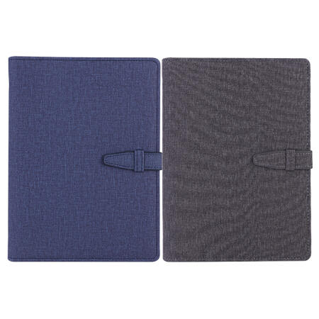 得力(deli)25K100张时尚活页笔记本子文具 商务办公插袋记事本日记本扣带皮面本办公用品 1本蓝灰随机3309 商品图1