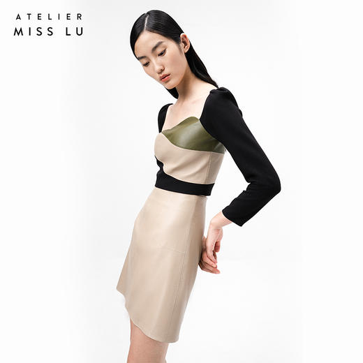 【松毬蜜茶】砂岩驼皮仿小羊皮高腰半裙/000108B 商品图1