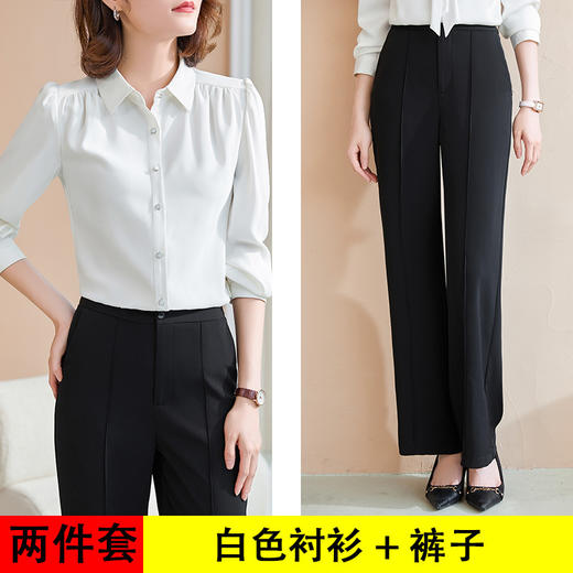 XZ-YZH6576气质设计感蝴蝶结法式系带衬衫小众垂感微喇袖雪纺衬衫上衣女 商品图5